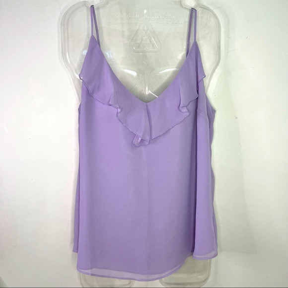NEW Le Chateau Lavender Ruffled V Neckline Tank Top Blouse Size Large - Picture 1 of 7